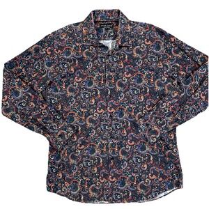 Jared Lang Paisley Print Textured‎ Long Sleeve Shirt size XL 100% Cotton